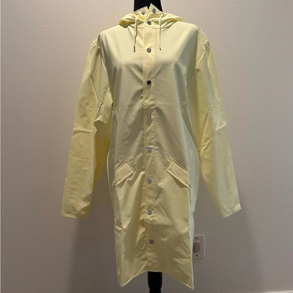 Rains Long Waterproof Unisex Jacket in Straw Size Small NWT - Picture 2 of 12